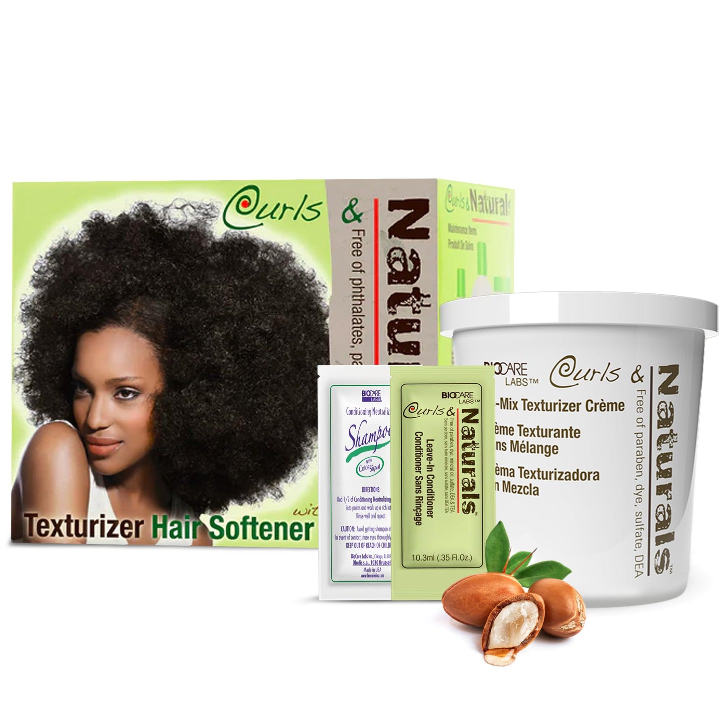 Curls & Naturals Hair & Curl Softener Kit With Moroccan Argan Oil | Natural Curl Patterns Nourishes & Moisturizes Hair Detangle, and Texturize, Curl Beauty & Personal Care Biocare