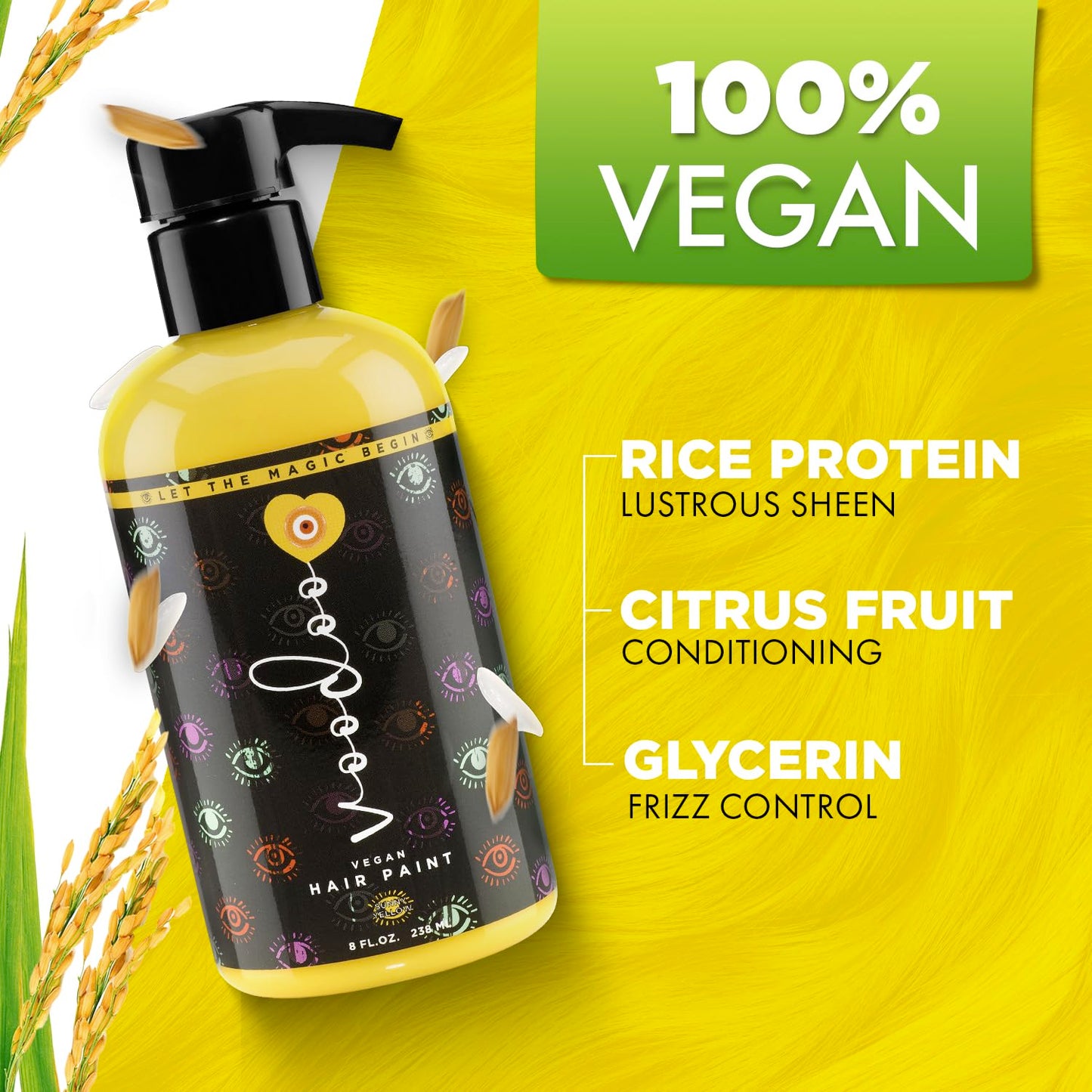MOEHAIR Semi-Permanent Hair Color | Yellow Hair Dye 8 Oz | No Ammonia, Sulfate or Paraben | Easy-to-use & Apply at Home | Vegan & Cruelty-Free | Beauty & Personal Care MOEHAIR
