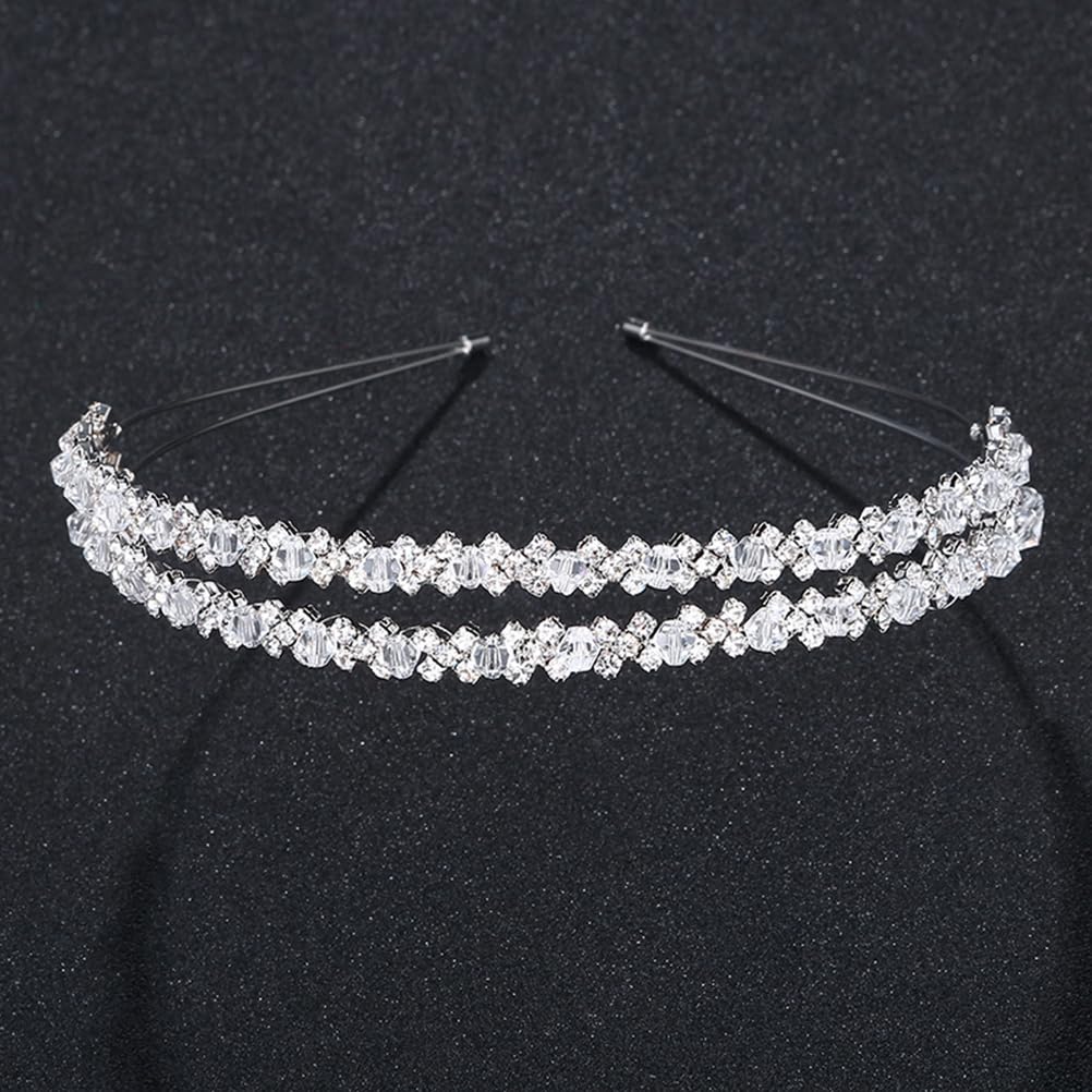 Double Layer Silver Hair Hoop Rhinestone Headband Wedding Hair Loop Hair Clasp Hair Band Bridal Hair Accessories