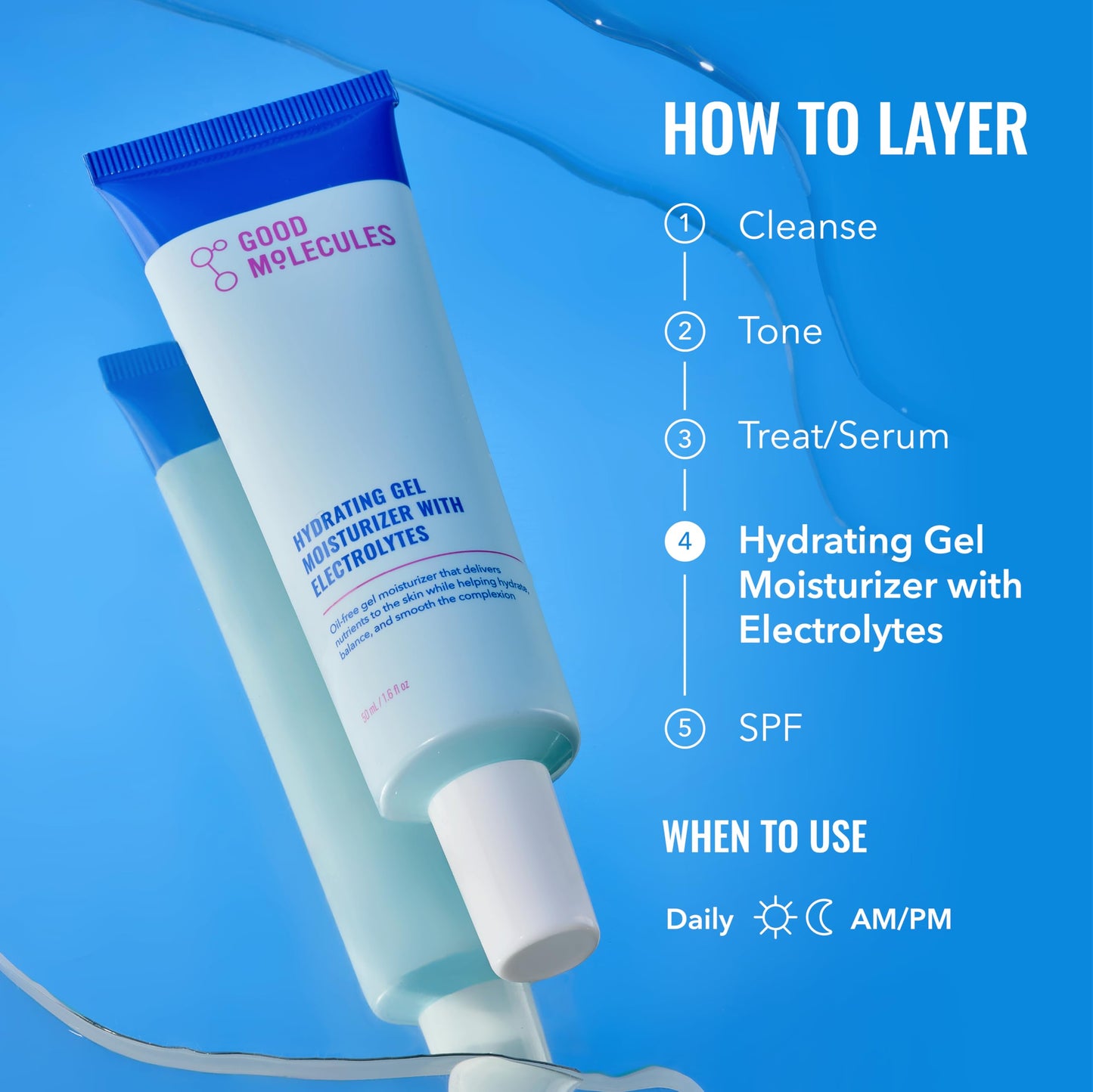 Good Molecules Hydrating Gel Moisturizer - Lightweight Water-Based Gel, Fast-Absorbing Oil-Free Moisturizer for Oily & Combination Skin with Hydrating Beauty and Personal Care Good Molecules