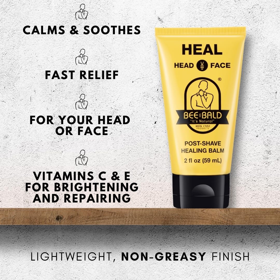Bee Bald HEAL Aftershave for Men Healing Balm, Immediately Calms & Soothes Damaged Skin, Treats Bumps, Redness, Razor Burn & Other Shaving Irritations Beauty and Personal Care Bee Bald