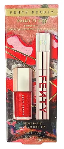 FENTY BEAUTY Paint It Red 2-Piece Lip Kit - Gloss Bomb Luminizer and Fenty Icon Velvet Liquid Lipstick Beauty & Personal Care FENTY BEAUTY