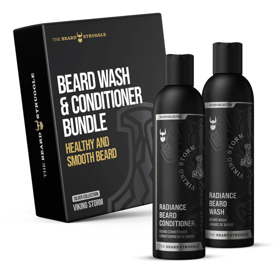 The Beard Struggle - Radiance Beard Wash & Conditioner Bundle - Silver Collection - Pack of 2, Viking Storm - Nourish, Cleanse, Softens, & Strengthens Beauty and Personal Care The Beard Struggle