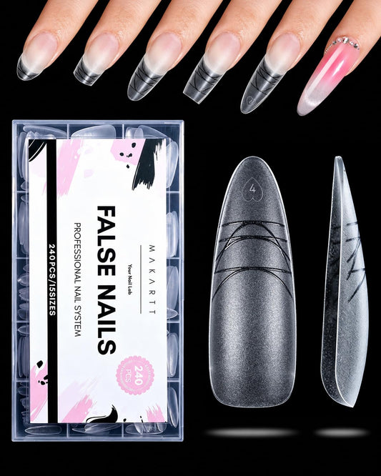 Makartt Long Almond Nail Tips: with Scales for Convenient Shape, Matte, 240 PCS, 15 Sizes, Fake Nails Stiletto - Full Cover Acrylic Press On Nail Beauty and Personal Care Makartt Default Title