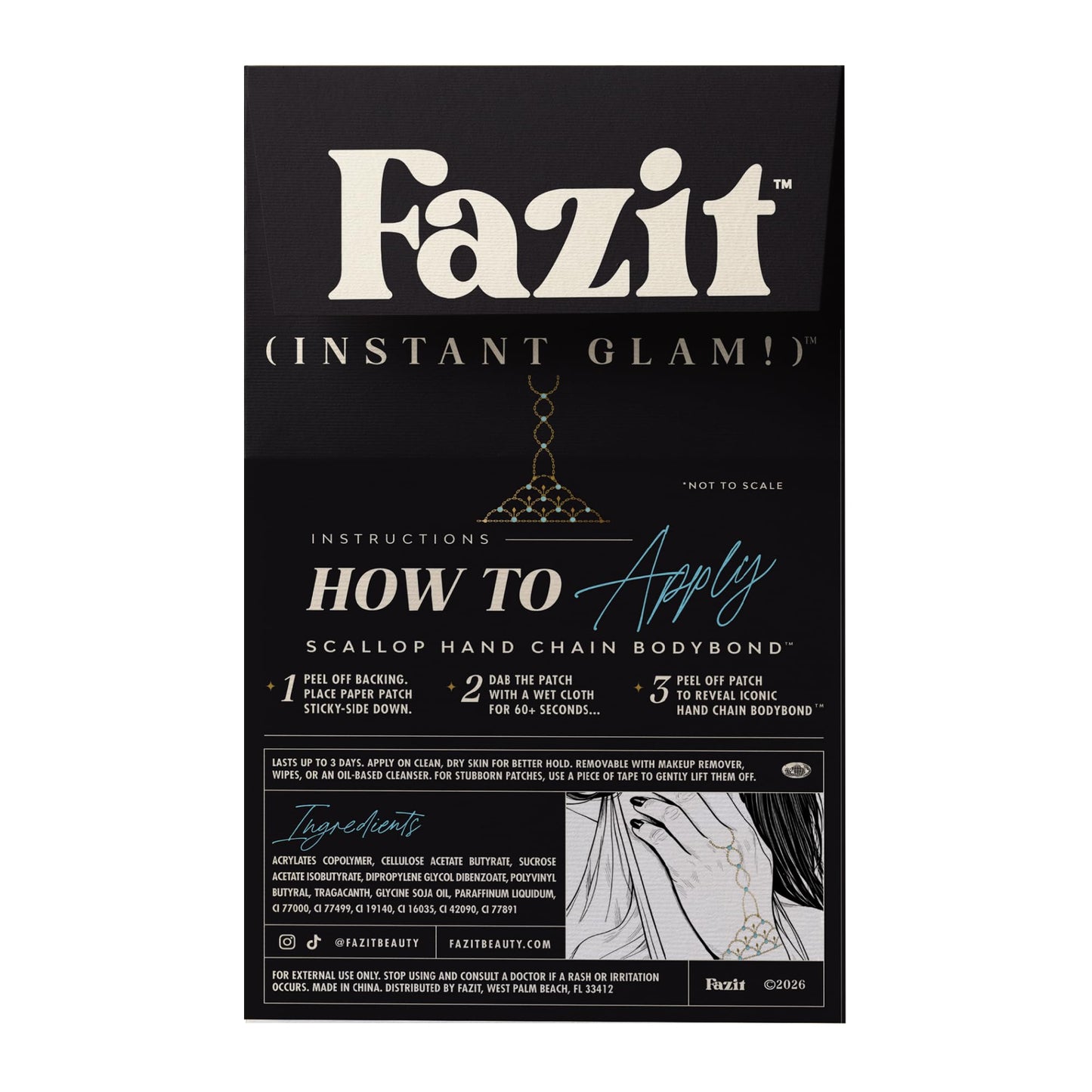 Fazit Makeup Patches - Scallop Hand Chain Bodybond - Glow Up Make-Up Patches - Cute Glitter Makeup Accessories for Women - Cosmetic Body Glitter Beauty & Personal Care Fazit