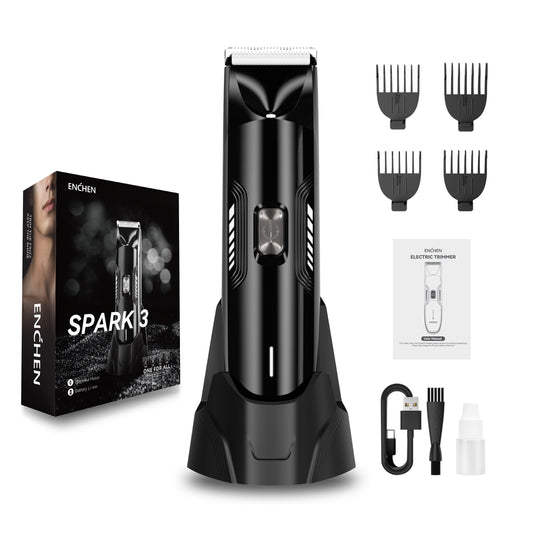 Enchen Groin & Body Trimmer Kit - Waterproof Electric Body Hair Grooming Tool with LED Spotlight, Adjustable 3-12mm Guide Combs, Ceramic Blades Beauty and Personal Care Enchen
