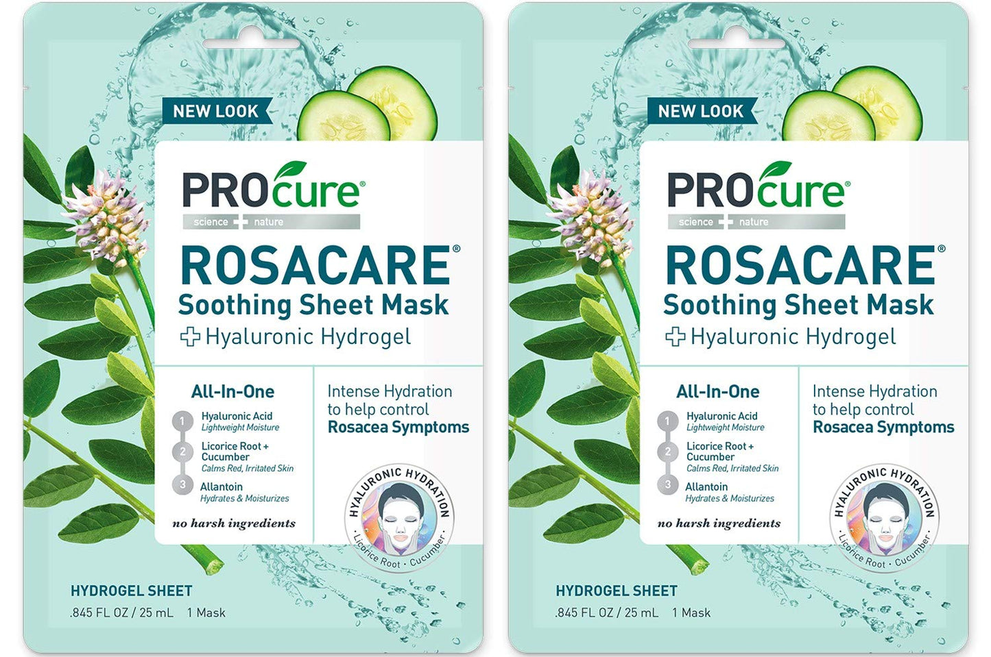PROcure Rosacare Soothing Sheet Face Mask with Hyaluronic Hydrogel for Rosacea Symptoms, 2 Masks Beauty & Personal Care PROcure
