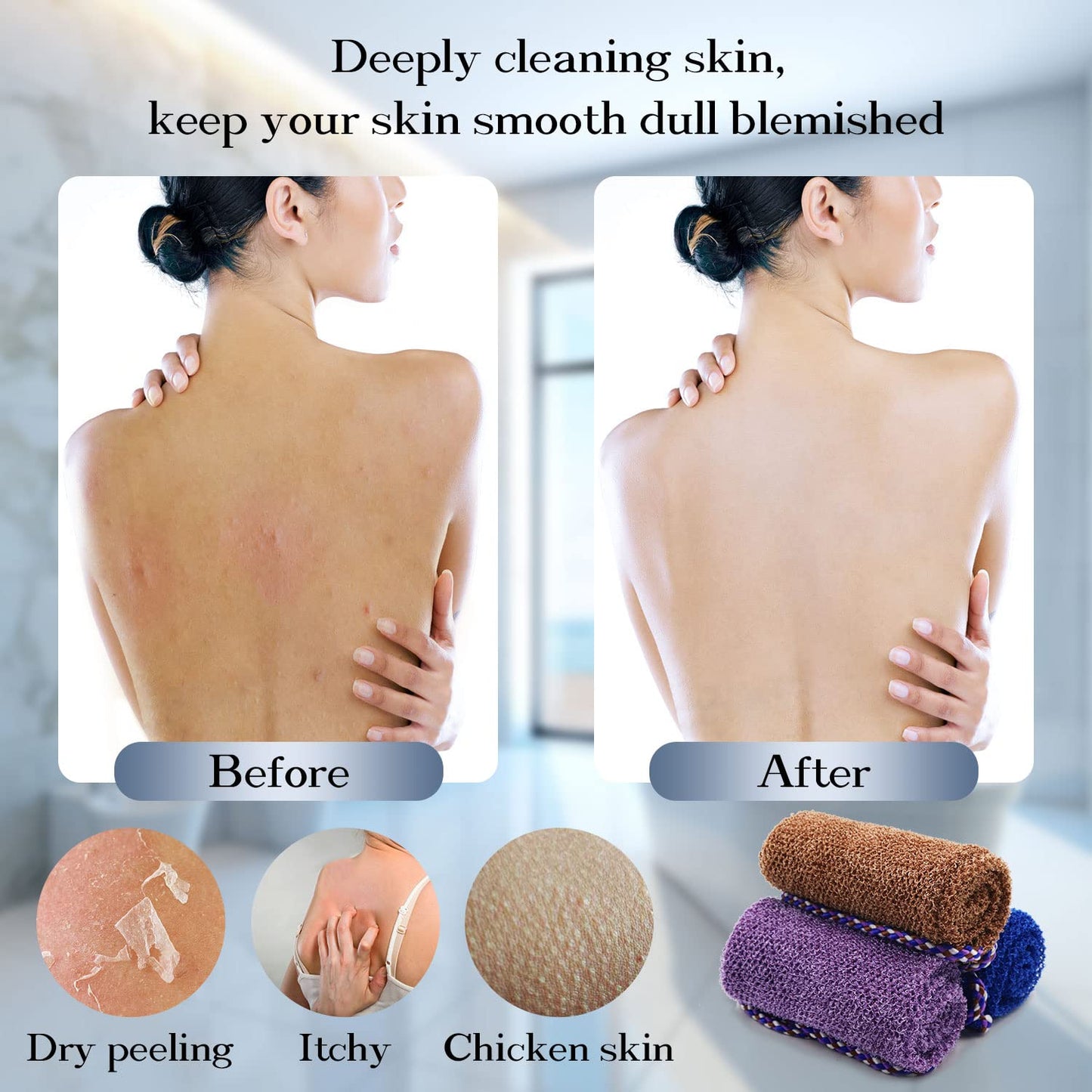 Dr.Pedi 3 Pieces African Net Sponge with Handles Long African Exfoliating Net Washcloth Bath Sponge Net Cloth Wash Net Body Back Scrubber for Shower Beauty and Personal Care Dr.Pedi