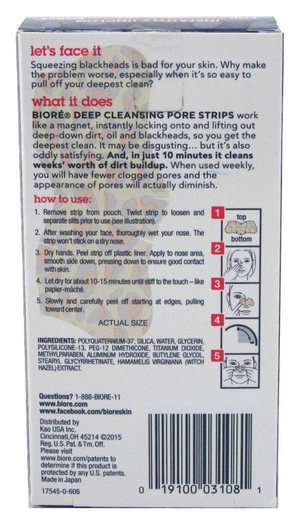 Biore Deep Cleansing Pore Strips, 8 Nose Strips. (Pack of 2) Beauty & Personal Care Bioré