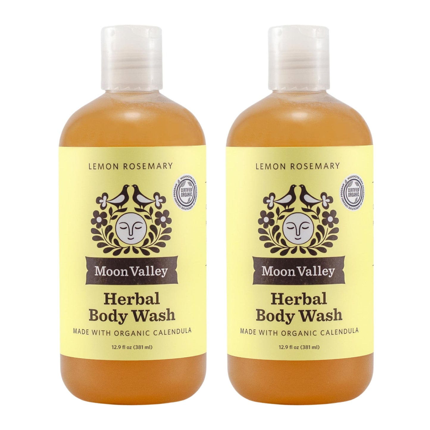 Herbal Body Wash, Lemon Rosemary by Moon Valley, All Natural Ingredients, No Parabens, Vegan, Moisturizing Essential Oils, Two Pack Beauty & Personal Care Moon Valley Organics