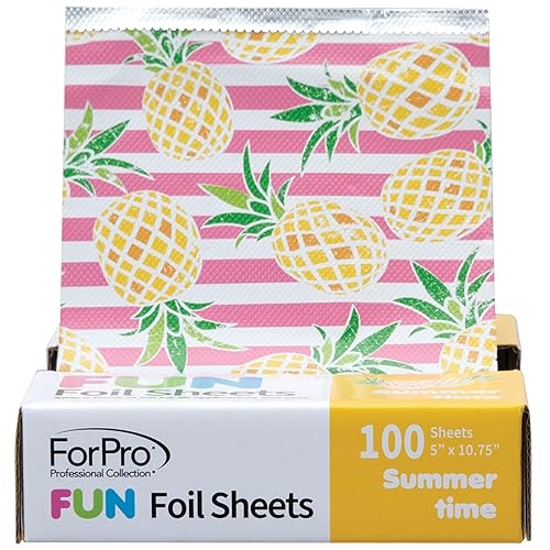 ForPro FUN Summertime 5" Foil Sheets, Aluminum Hair Foils for Color Application and Highlighting Services, Food Safe, Pop-Up Dispenser, 5” W x 10.75” Beauty & Personal Care ForPro Professional Collection