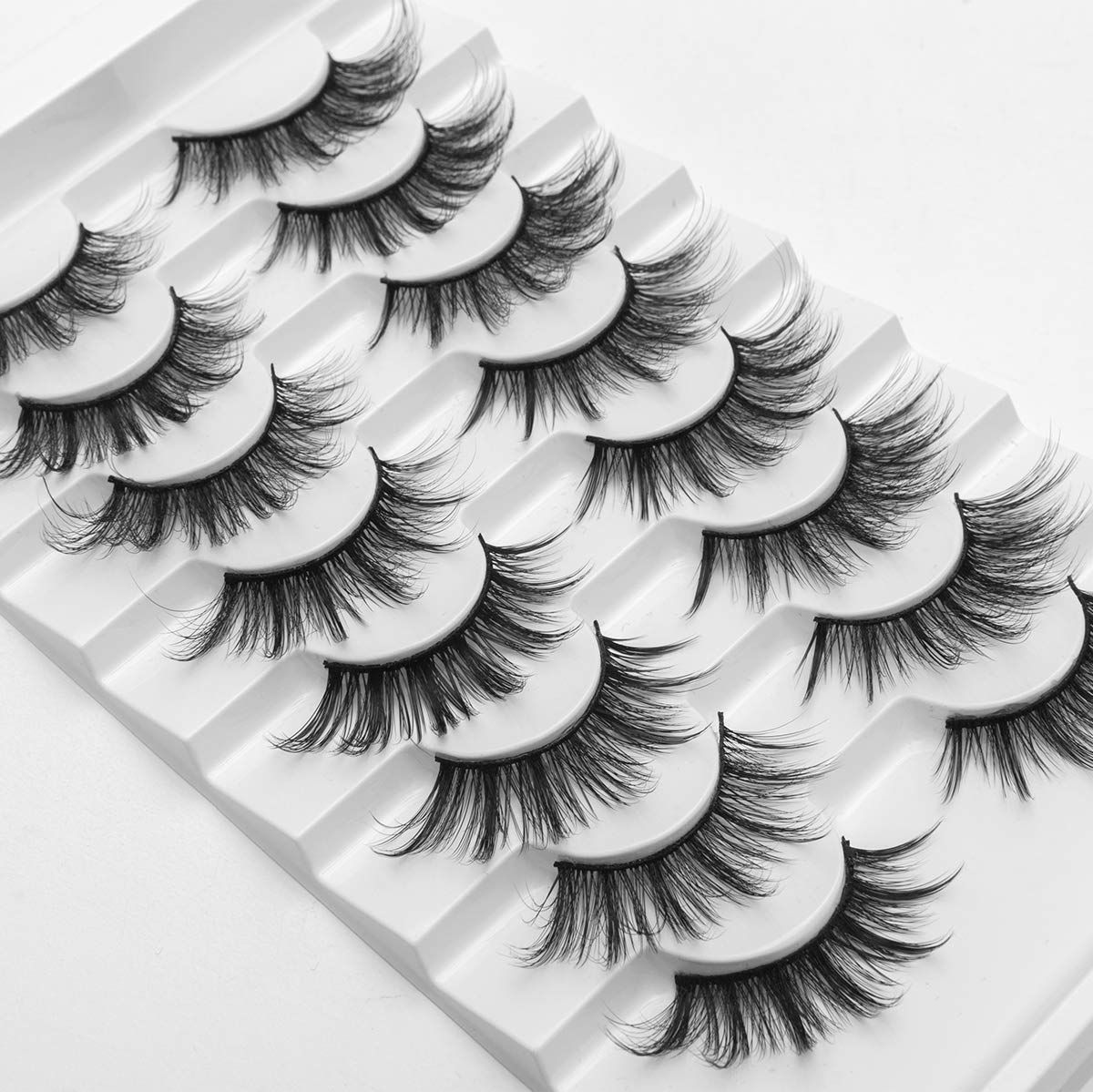 DYSILK Eyelashes Natural Look - 8 Pairs 5D Lashes 17mm - Mink Eyelashes Fluffy Lashes Pack Cat Eye Soft Reusable Beauty & Personal Care DYSILK