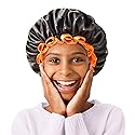 mikimini Small Black Shower Caps Pack of 2 for Kid, Double Layers Waterproof Bathing Hair Cap with Reusable Soft Comfortable PEVA Lining, Cute Beauty & Personal Care mikimini