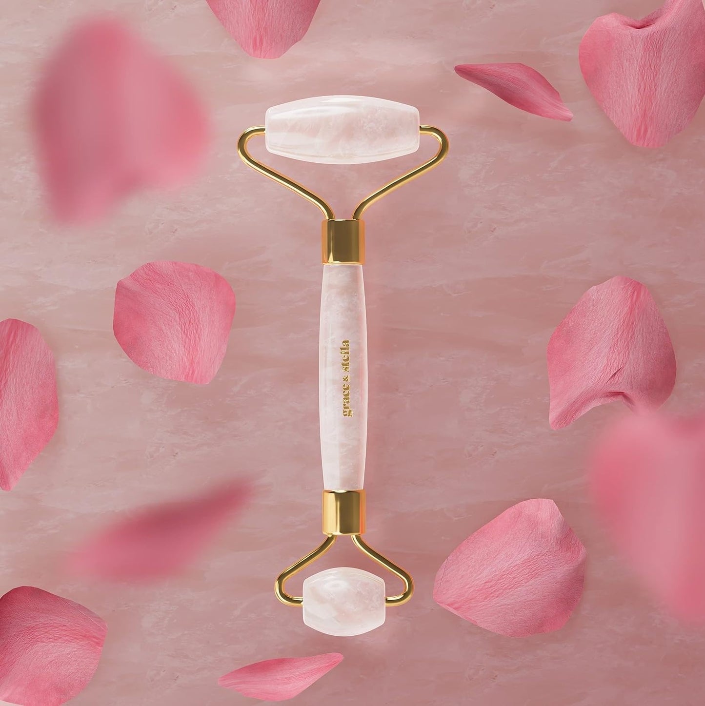 Rose Quartz Face Roller - Face Roller Skin Care - Facial Roller - Stone Roller For Face - Face Massager Roller For Lymphatic Drainage, Puffiness Beauty & Personal Care grace & stella