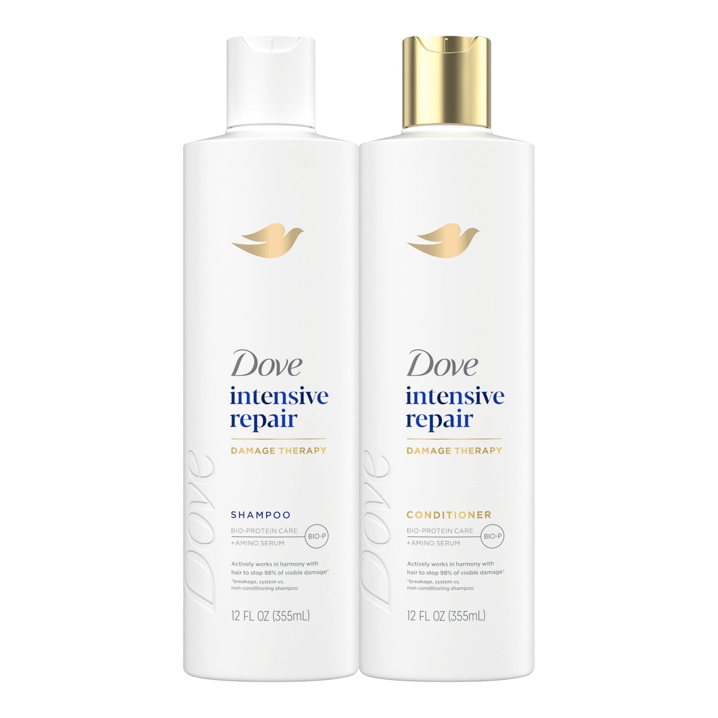 Dove Shampoo and Conditioner Intensive Repair 2 Count for Damaged Hair Bio-Protein Care Technology and Amino Serum 12 Fl Oz Beauty & Personal Care Dove