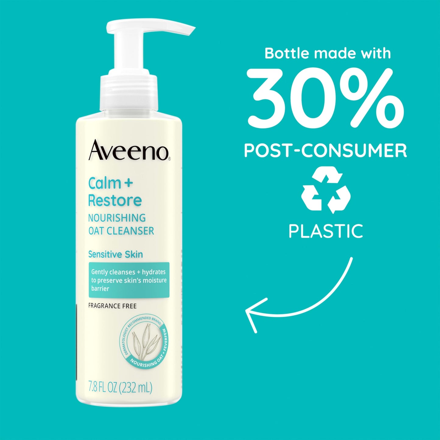 Aveeno Calm + Restore Facial Cleanser for Sensitive Skin, Hydrating Gentle Milky Face Cleanser with Nourishing Oat and Feverfew, Hypoallergenic Beauty & Personal Care Aveeno