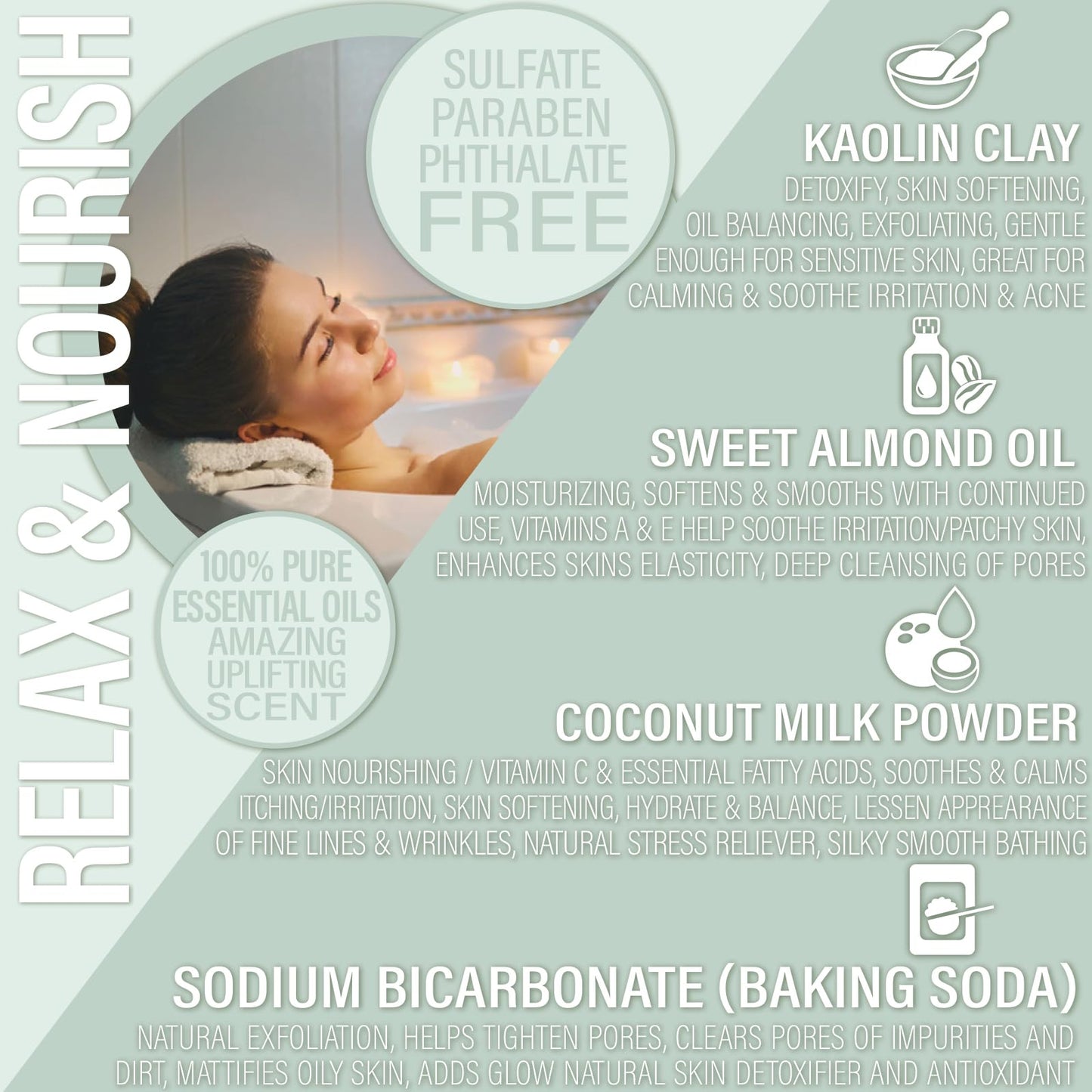 Luxiny Vegan Milk Bath Soak Made with Moisturizing Coconut Milk Powder, Essential Oil, & Sweet Almond Oil for a Bath Bomb Dust Soothing Fizz… Beauty & Personal Care Luxiny
