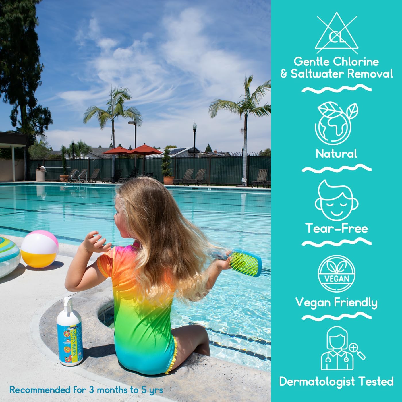 TRISWIM Kids Swim Suds 2-in-1 Tear-Free Shampoo & Body Wash 32oz | Natural Chlorine-Out Formula, Removes Green Tint | No Parabens or Dyes | Gentle Beauty & Personal Care TRISWIM