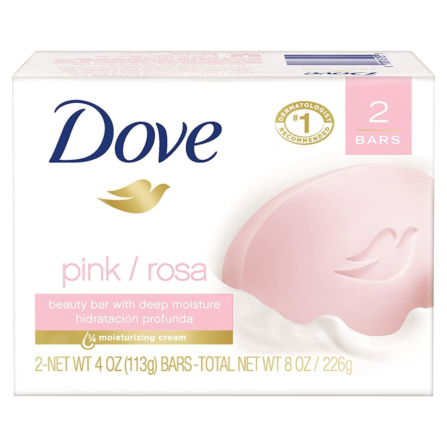 Dove Beauty Bar Soap - Pink/Rosa - 2 Count 4 OZ Bars Per Package - Pack of 4 Packages (Total of 8 Bars) Beauty & Personal Care Dove