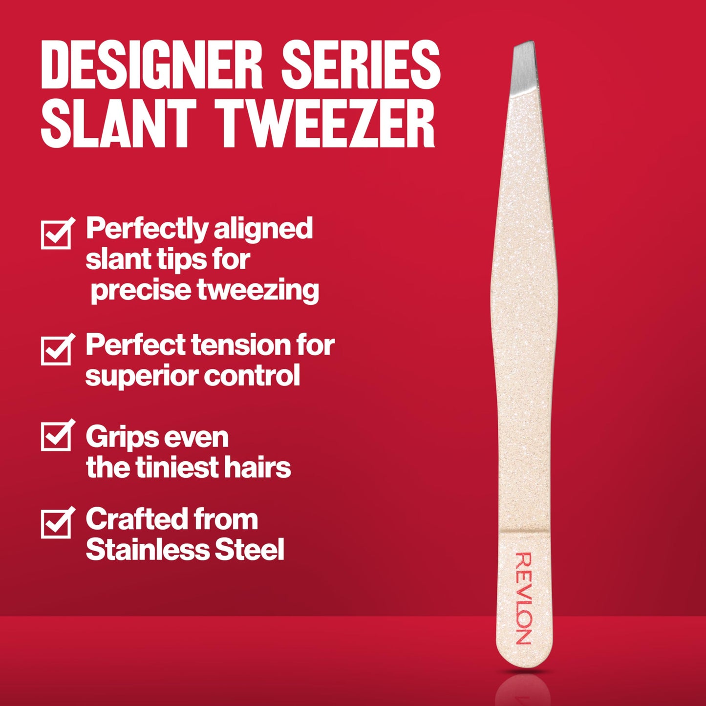 Revlon Designer Series Slant Tweezer, High Precision, Made With Long Lasting Stainless Steel, 1 Count Beauty & Personal Care REVLON