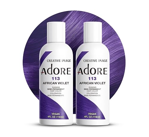 Adore Semi Permanent Hair Color (113 African Violet) (2 Pack) | Vegan & Cruelty-Free Purple Hair Dye | No Ammonia, No Peroxide, No Alcohol | 4 Fl Oz Beauty & Personal Care Adore