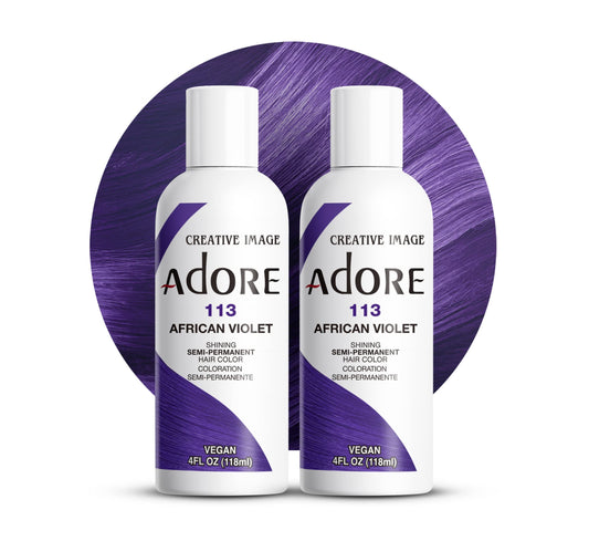 Adore Semi Permanent Hair Color (113 African Violet) (2 Pack) | Vegan & Cruelty-Free Purple Hair Dye | No Ammonia, No Peroxide, No Alcohol | 4 Fl Oz Beauty & Personal Care Adore
