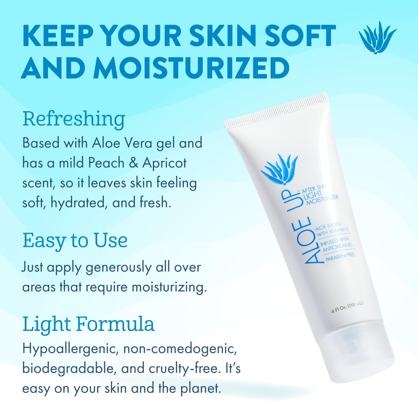 ALOE UP Spa Collection After Sun Light Moisturizer - Organic Hydrating After Sun Lotion With Aloe Vera Gel and Vitamin E - Reef Friendly - Mineral Oil Beauty & Personal Care ALOE UP