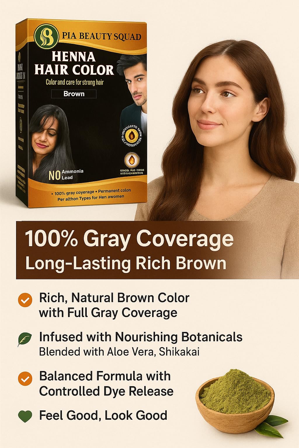 PIA Beauty Henna Hair Color Kit - Black - 30 Minute Ayurvedic Hair Dye with Serum - 100% Grey Coverage |Color mix+ Shine Serum | For Men & Women Beauty & Personal Care Pia beauty squad