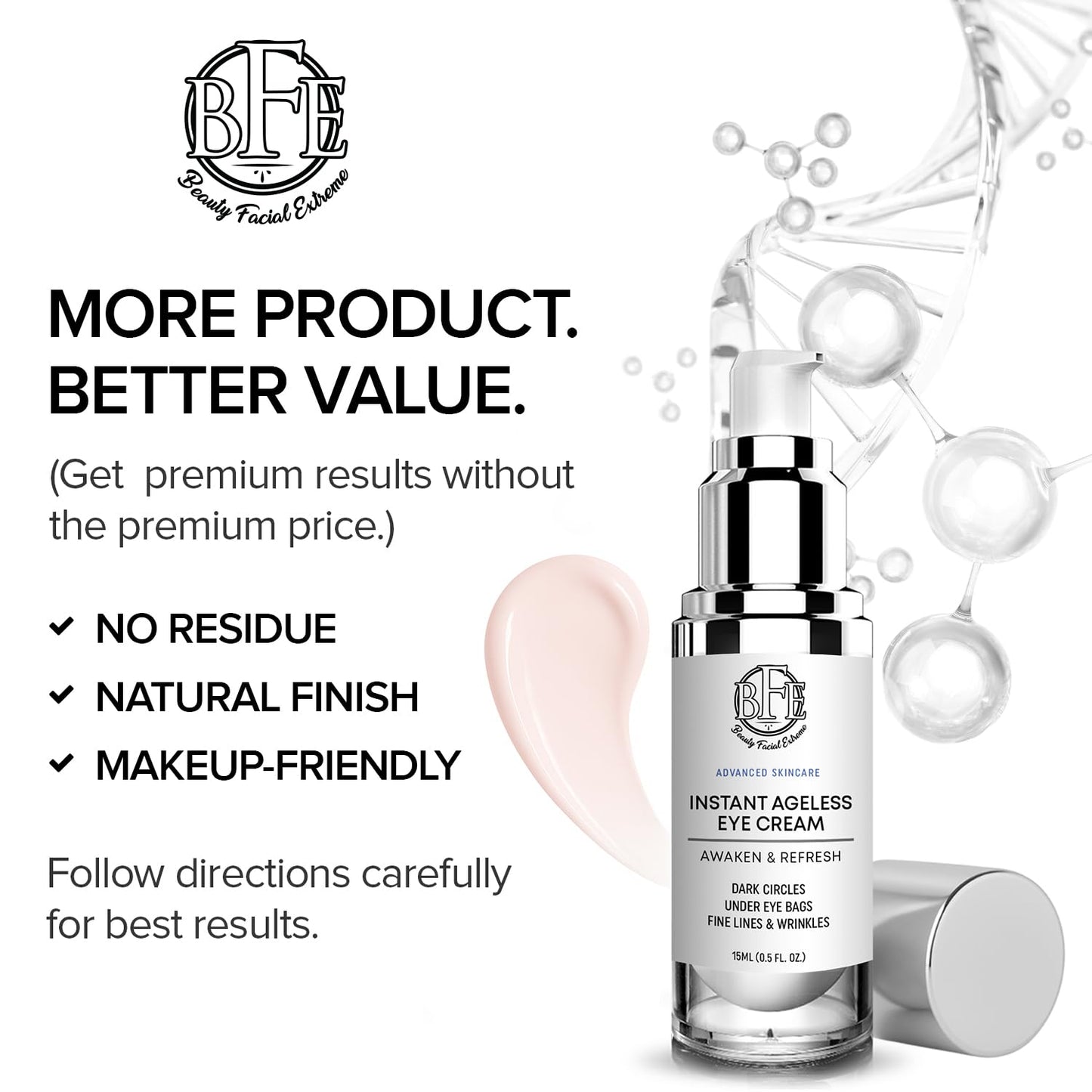 Instant Eye Tightener Cream - Reduces Under Eye Puffiness, Bags, Dark Circles. Lift Technology to Tighten & Firm Sagging Skin Around Eyes. Smooths Beauty & Personal Care Beauty Facial Extreme