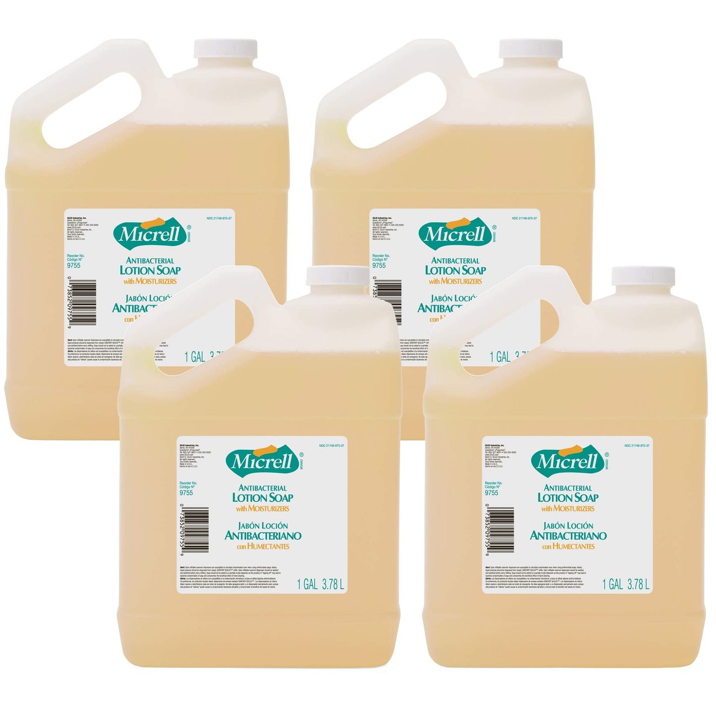 GOJO MICRELL Antibacterial Lotion Soap, Lemon Citrus Fragrance, 1 Gallon Pour Bottle (Pack of 4) - 9755-04 Beauty & Personal Care GOJO