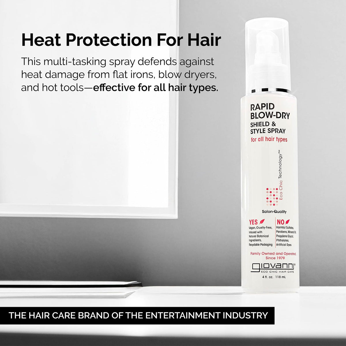 GIOVANNI Rapid Blow Dry Shield & Style Spray - Heat Protection Spray for All Hair Types, Dryer Heat Protectant for Women & Men, Quick Blowout Styling Beauty & Personal Care GIOVANNI