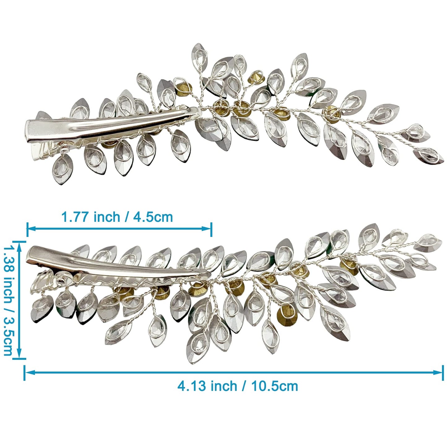 BETITETO Wedding Hair Clip Combs, 2Pcs Red White Green Rhinestone Bridal Hair Vine Piece Accessories for Women Girls Party Birthday (Green) Beauty & Personal Care BETITETO