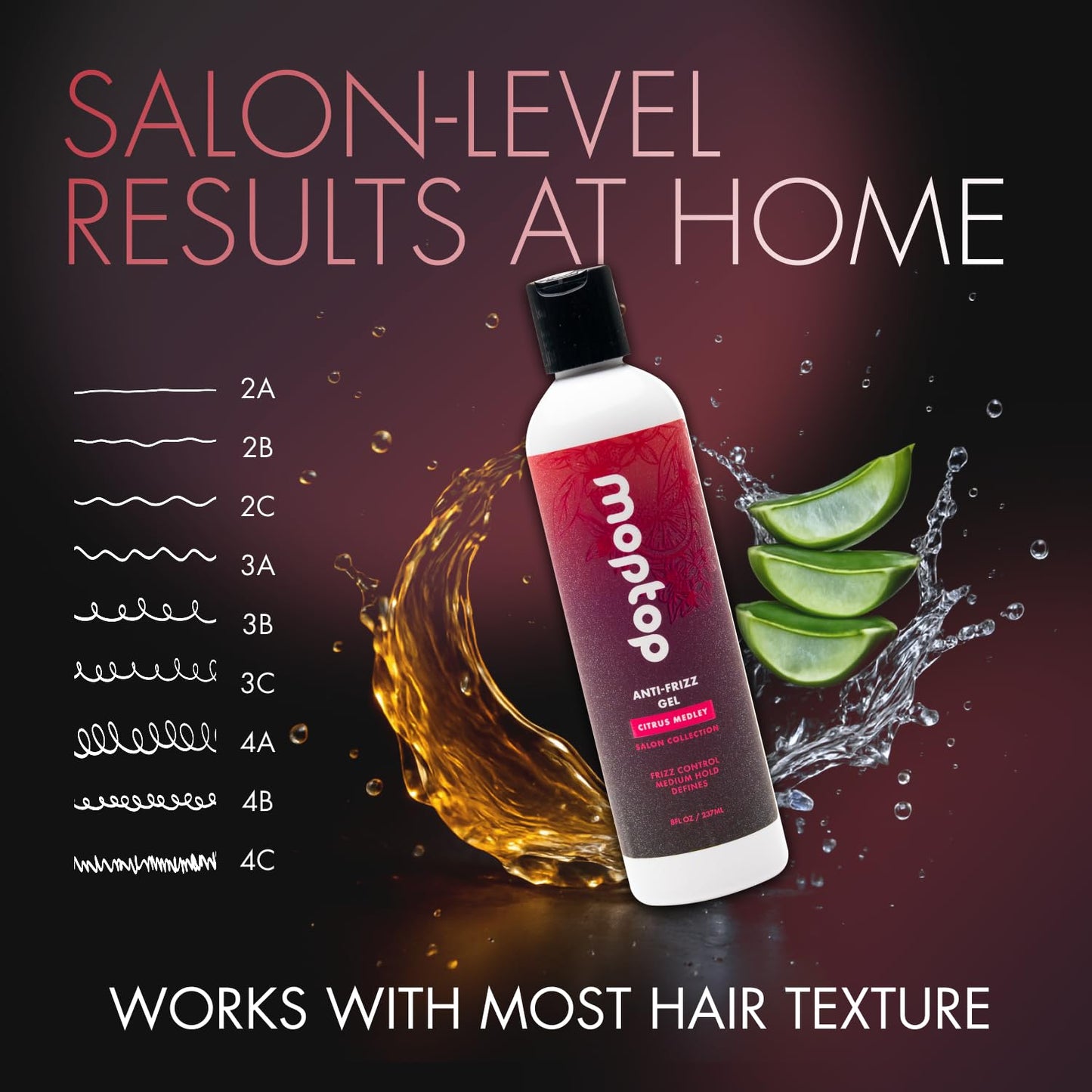MopTop Salon Anti Frizz Hair Gel - Salon Quality Curl Defining Gel to Enhance Wavy, Curly and Kinky-Coily Hair, Medium Hold, For Frizz Control, Beauty & Personal Care MopTop
