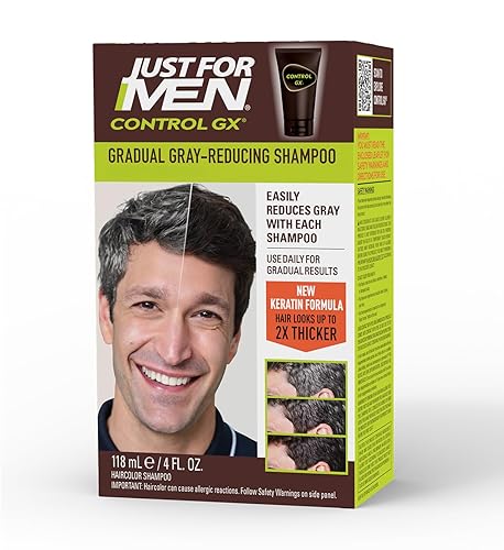 Just for Men Control GX Grey Reducing Shampoo, Gradual Hair Color with Keratin for Stronger Thicker and Healthier Looking Hair, 4 Fl Oz - Pack of 1 Beauty & Personal Care Just for Men