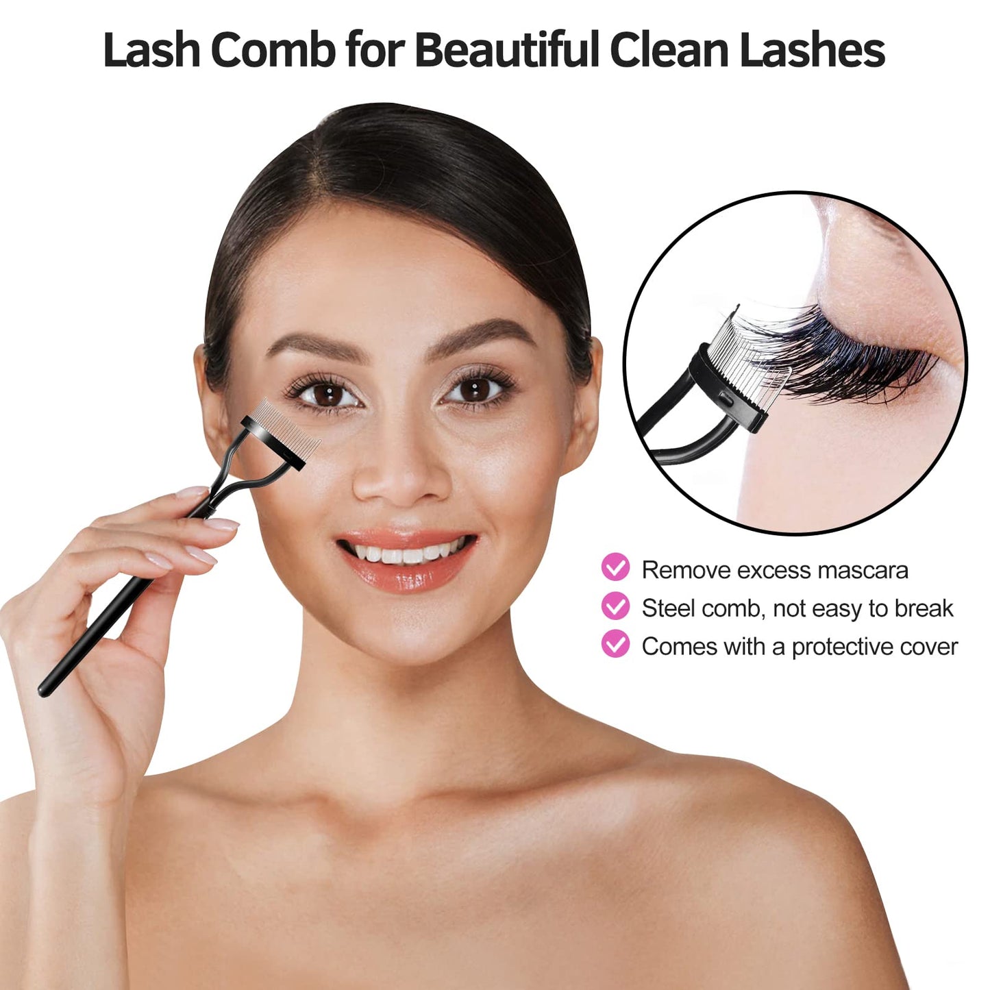 Eyelash Curlers Kit for Women w Lash Curler, Eyelash Comb Seperator, 3 in1 Mascara Brushes, Eyelash Extension Tweezers, Foldable Eyebrow Brush Beauty & Personal Care MUIIGOOD