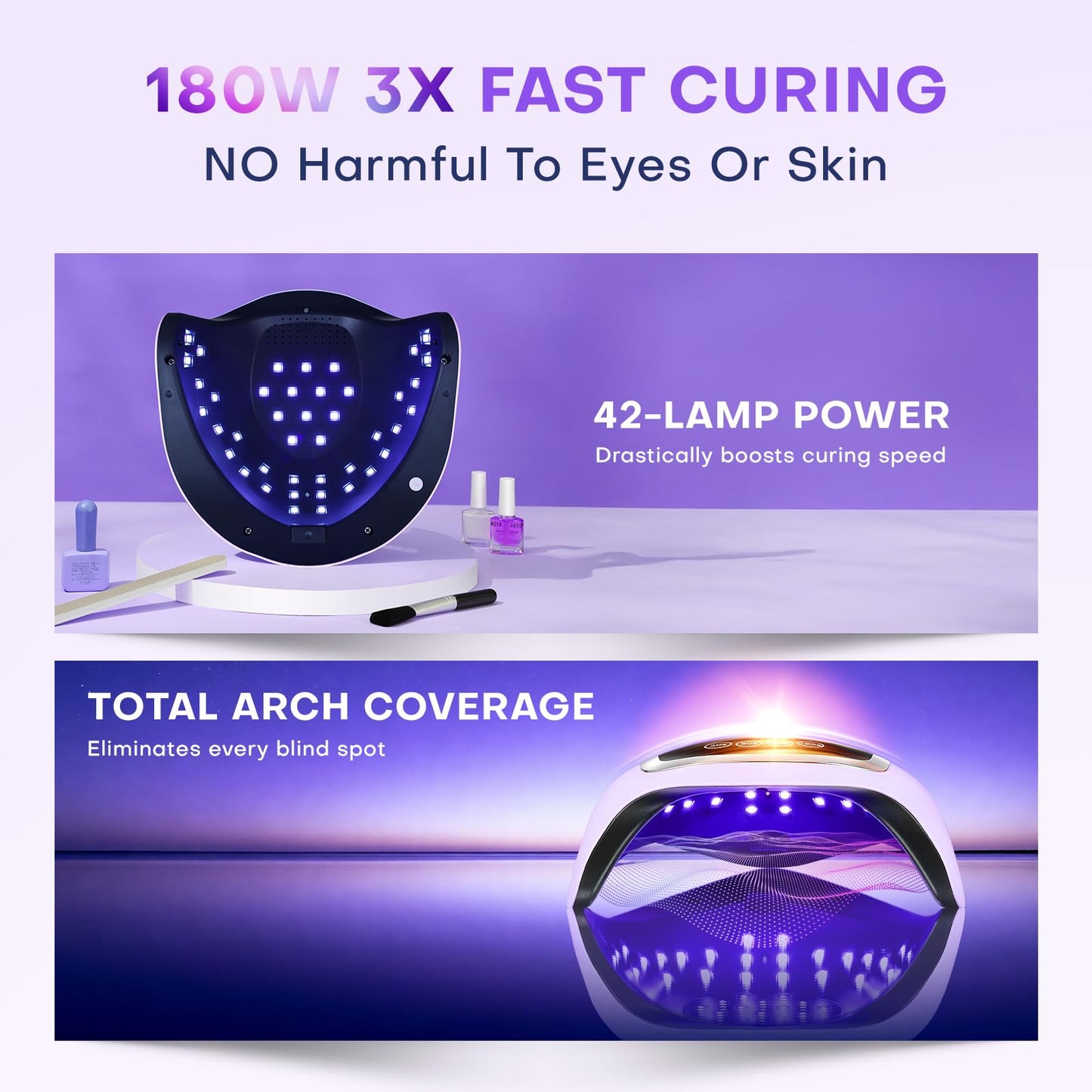 UV Nail Lamp, 180W LED Nail Dryer for Gel Polish, Touch Screen, 42 Beads Beauty and Personal Care Gugusure