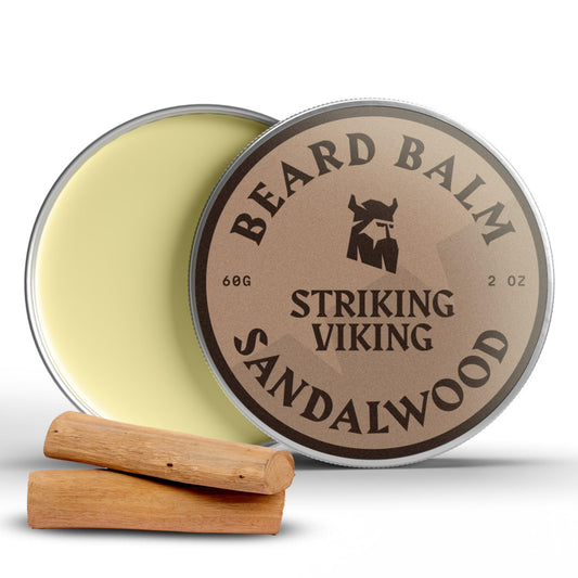 Striking Viking Beard Balm for Men - Sandalwood Scent, 2 Ounces - Leave in Beard Conditioner & Styling Balm - Made with Naturally Derived Argan Beauty & Personal Care Striking Viking