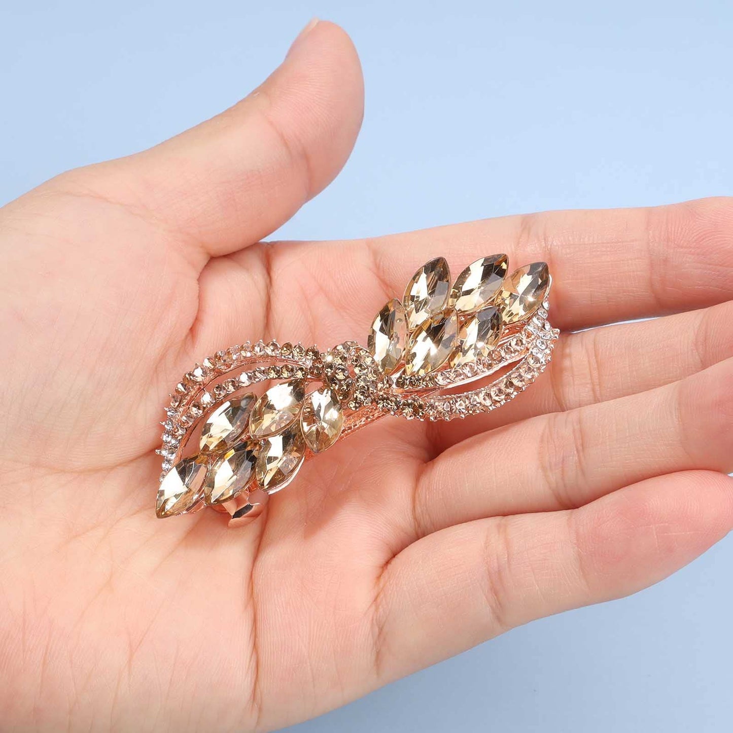 Yheakne Rhinestone Wedding Hair Clip Barrette Gold Crystal Hair Barrette Shine Bride Headpieces Decorative Headwear Crystal Hair Clip Comb Bridal Hair Beauty & Personal Care Yheakne
