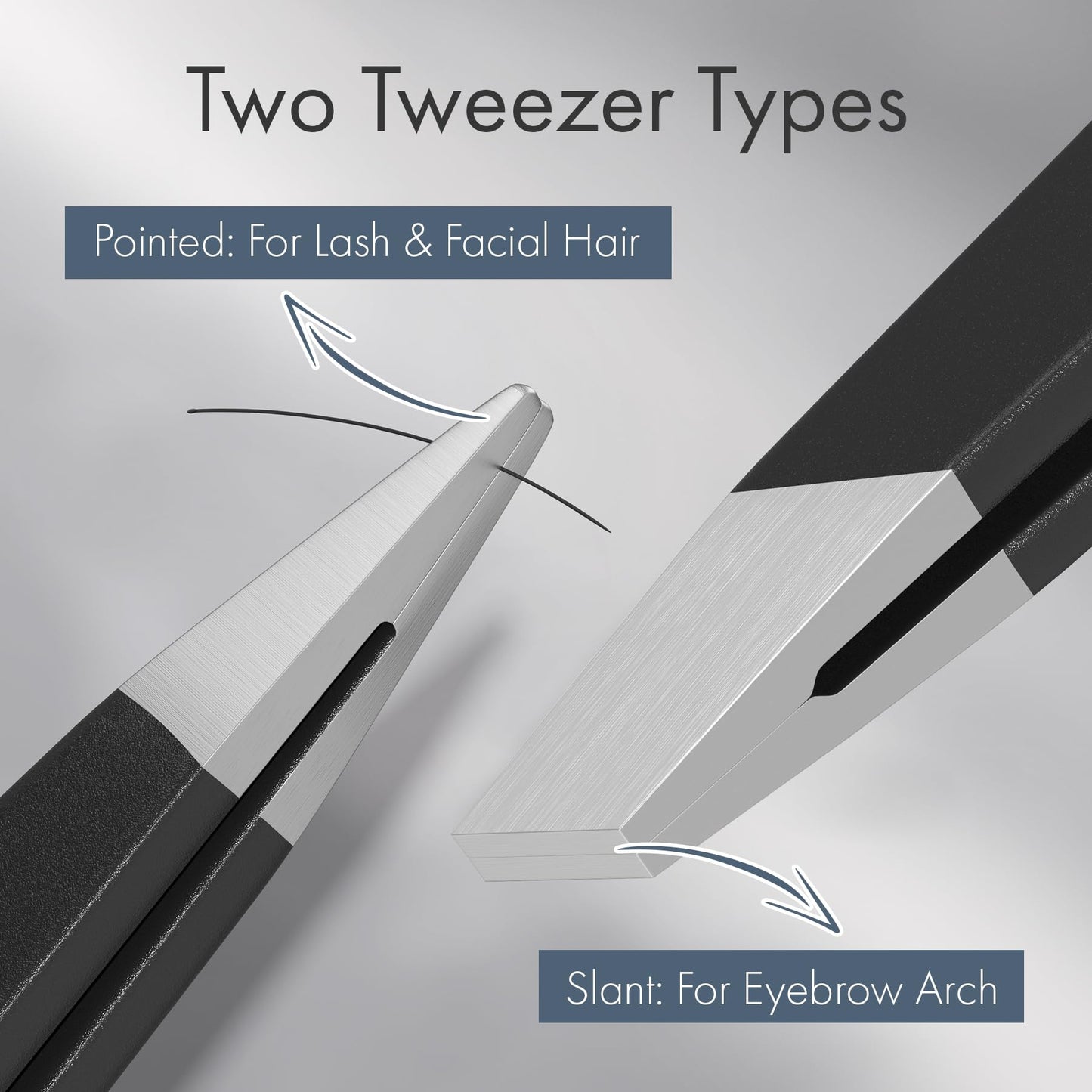 EZ2LIVE Tweezers for Women Facial Hair, Slant & Point Tip 2 Pack Eyebrow Tweezers for Men, Professional Tweezer Set Stainless Steel Precision Tweezers Beauty and Personal Care EZ2LIVE