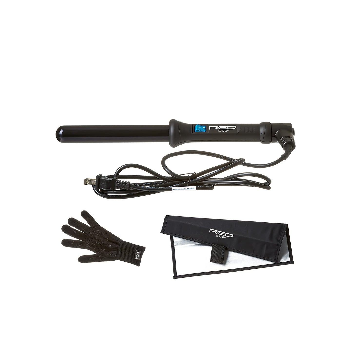Kiss Red By Ceramic Tourmaline Curling Wand CIW021" inch, Black, 1 Count Beauty & Personal Care KISS