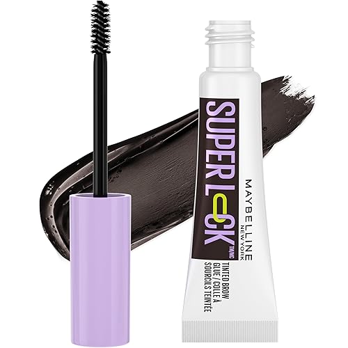 Maybelline Super Lock Brow Glue Eyebrow Gel, Lightweight and Waterproof Tinted Brow Gel For Up To 24HR Hold, Black, 1 Count Beauty & Personal Care MAYBELLINE