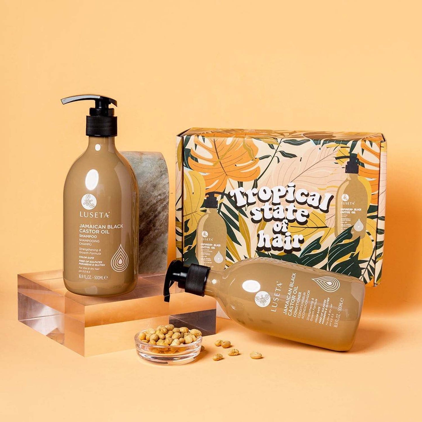 Luseta Castor Oil Shampoo and Conditioner Set for Thinning Hair - Strengthening Set for Thicker Fuller Looking Hair & Split End Repair for Men Women Beauty & Personal Care L LUSETA