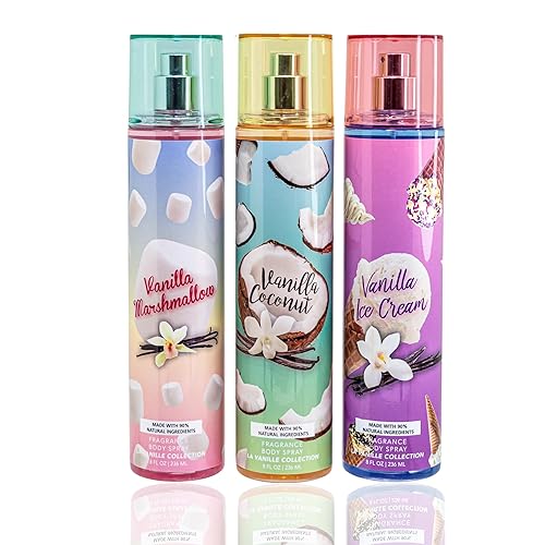 Vanilla Collection Body Mist Set (Ice Cream, Marshmallow , Coconut) Beauty & Personal Care So French