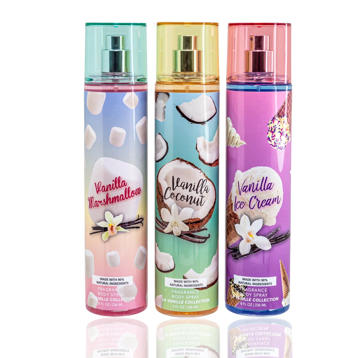 Vanilla Collection Body Mist Set (Ice Cream, Marshmallow , Coconut) Beauty & Personal Care So French