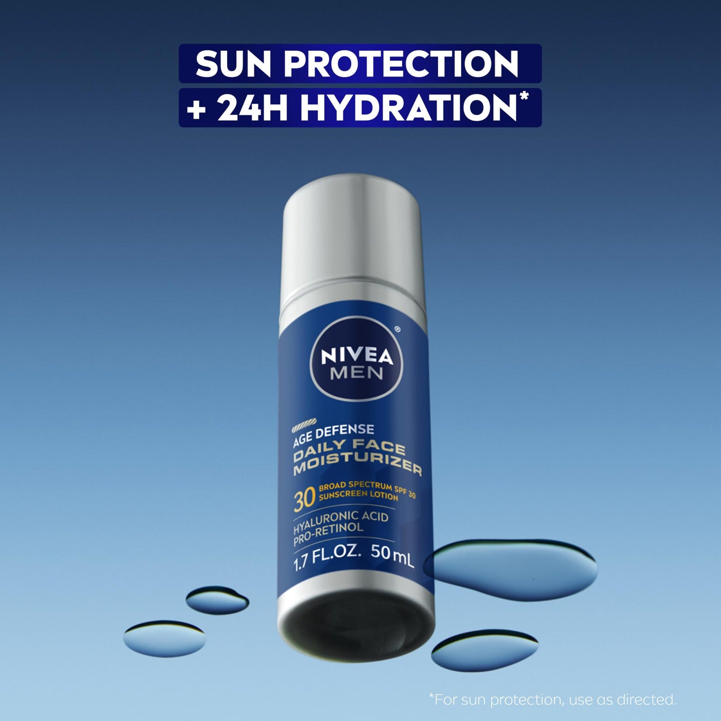 NIVEA MEN Age Defense Daily Face Moisturizer with Broad Spectrum SPF 30 Sunscreen, Pro-Retinol and Hyaluronic Acid, Beard-Friendly Face Lotion Helps Beauty & Personal Care NIVEA MEN