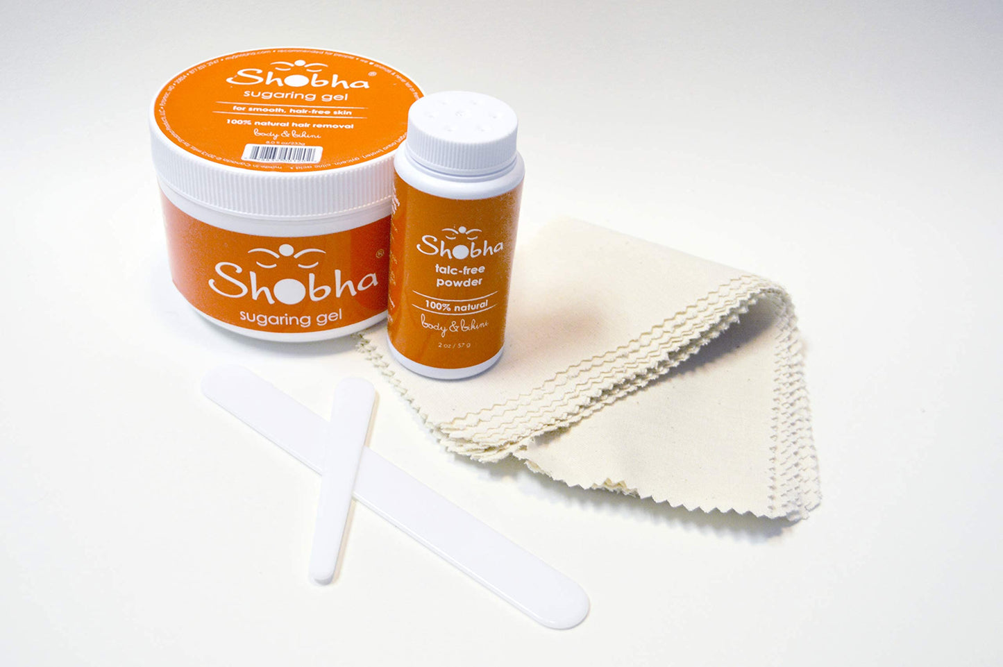 Shobha Sugaring Kit - Professional Salon Formula Hair Removal Kit - Sugaring Wax, Muslin Strips, Pre-Waxing Powder & Plastic Reusable Spatulas Beauty and Personal Care Shobha