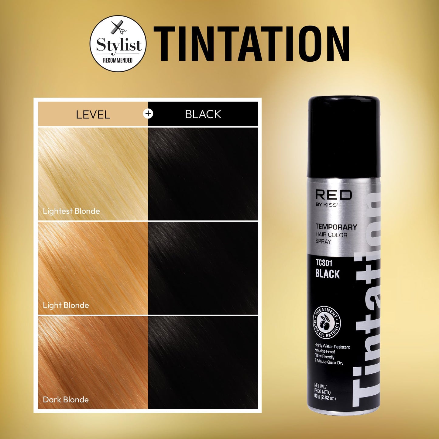 Red by Kiss Tintation Temporary Hair Color Spray, Instant Gray Root Touch Up Coverage, Water-Resistant & Smudge-Proof, Easy Wash Out, Barber Beauty & Personal Care Red by Kiss