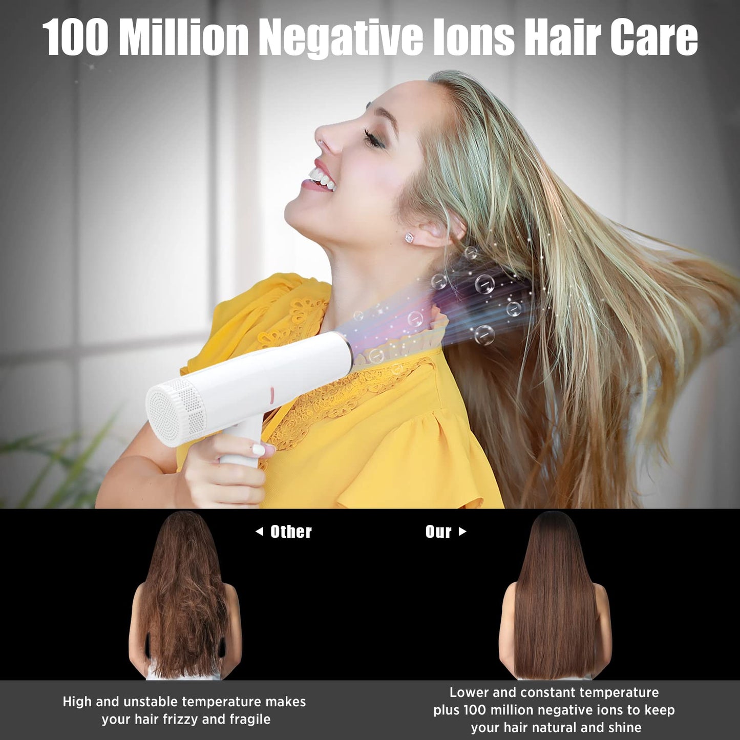 Hair Blow Dryer with Diffuser, IG INGLAM Professional High Speed Brushless Motor Negative Ion Low Noise Constant Temperature, 3 Heat Settings 3 Speeds Beauty & Personal Care IG INGLAM