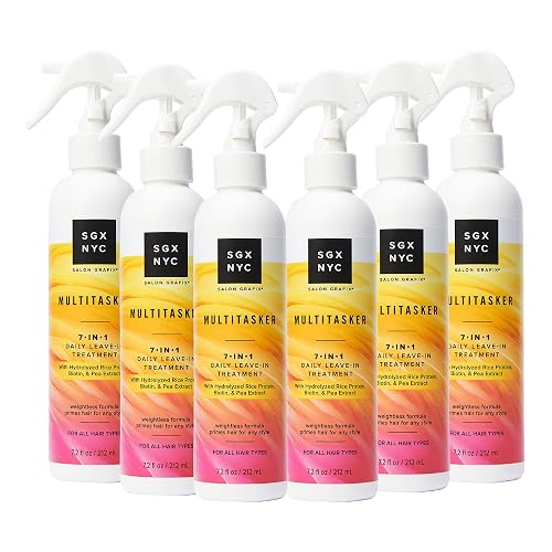 SGX NYC Multitasker 7-in-1 Daily Leave-In Treatment - Heat Protection Spray for Hair - Weightless Leave In Conditioner Spray with Biotin - 6 pc Beauty & Personal Care SGX NYC