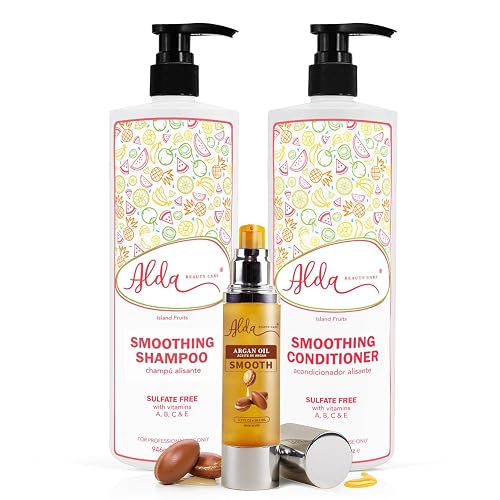 Alda Beauty Care Smoothing Shampoo and Conditioner Set, 32 fl oz Each, with Argan Oil Serum, Island Fruits Scent, Sulfate-Free, Nourishing Formula Beauty & Personal Care Alda Beauty Care
